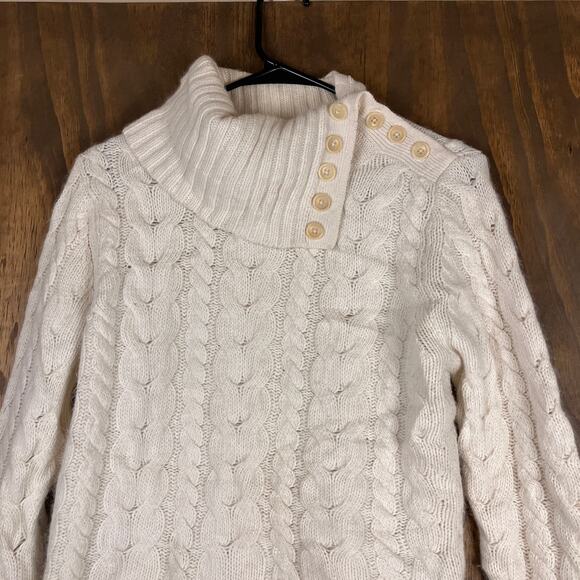 Banana Republic Womens Sweater Ivory Cable Knit Rabbit Hair Wool Blend Large - Picture 2 of 13